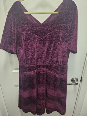 Love Squared Crushed Velvet V-Neck Midi Dress in Deep Plum